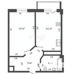 2-к квартира, вторичка, 42м2, 10/10 этаж