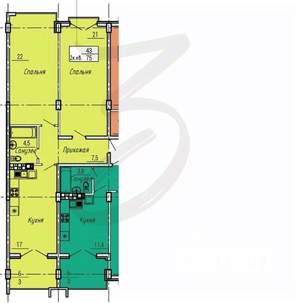2-к квартира, вторичка, 75м2, 10/10 этаж