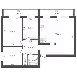 3-к квартира, вторичка, 84м2, 1/3 этаж