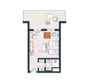 Студия квартира, вторичка, 44м2, 5/6 этаж