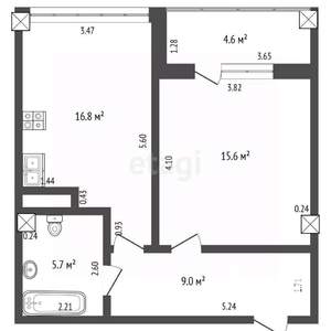 1-к квартира, вторичка, 47м2, 2/7 этаж