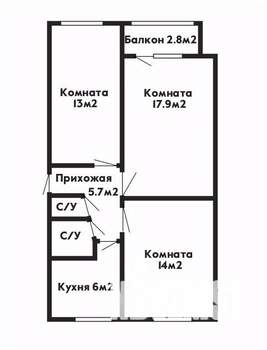 3-к квартира, вторичка, 60м2, 1/5 этаж