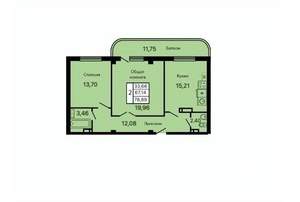 2-к квартира, вторичка, 79м2, 9/9 этаж