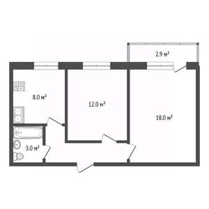 2-к квартира, вторичка, 53м2, 3/5 этаж