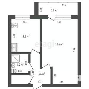 1-к квартира, вторичка, 37м2, 2/5 этаж