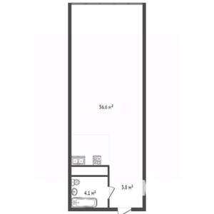 Студия квартира, вторичка, 45м2, 15/22 этаж