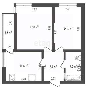 2-к квартира, вторичка, 56м2, 4/5 этаж