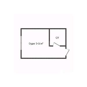 Студия квартира, вторичка, 16м2, 2/2 этаж