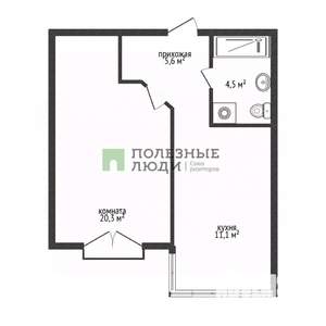 1-к квартира, вторичка, 42м2, 5/7 этаж