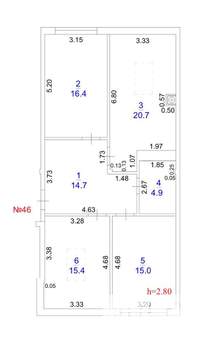 3-к квартира, вторичка, 88м2, 9/9 этаж