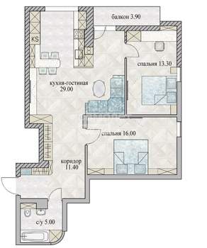 2-к квартира, вторичка, 75м2, 4/4 этаж