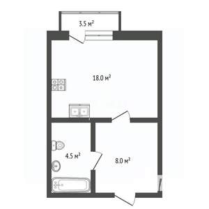 Студия квартира, вторичка, 30м2, 4/8 этаж