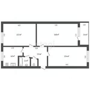 3-к квартира, вторичка, 62м2, 1/5 этаж