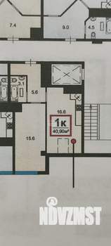1-к квартира, вторичка, 42м2, 9/10 этаж