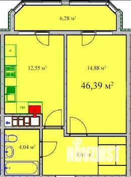 1-к квартира, вторичка, 46м2, 2/8 этаж