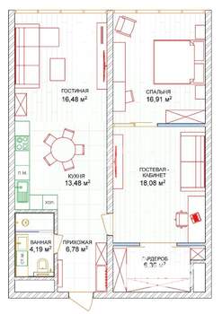 3-к квартира, вторичка, 83м2, 15/20 этаж