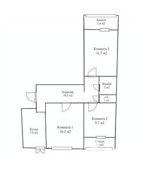 3-к квартира, вторичка, 60м2, 5/9 этаж