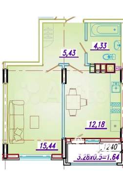 1-к квартира, вторичка, 38м2, 3/8 этаж
