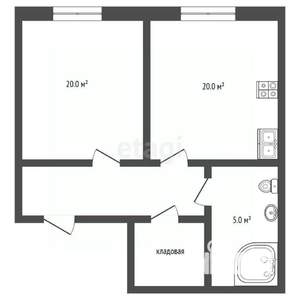 1-к квартира, вторичка, 54м2, 6/6 этаж