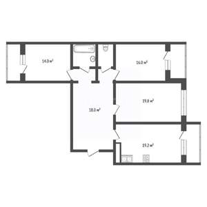 3-к квартира, вторичка, 90м2, 3/16 этаж