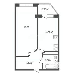 1-к квартира, вторичка, 49м2, 2/10 этаж