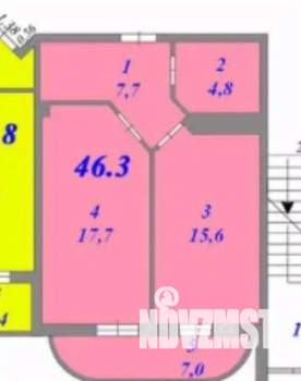 1-к квартира, вторичка, 46м2, 6/9 этаж