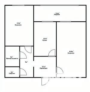 2-к квартира, вторичка, 55м2, 4/9 этаж