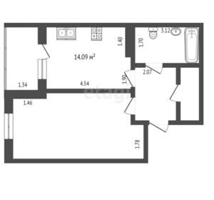 1-к квартира, вторичка, 47м2, 3/8 этаж