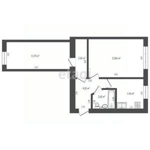 2-к квартира, вторичка, 41м2, 1/5 этаж