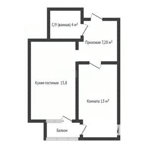 1-к квартира, вторичка, 40м2, 4/9 этаж