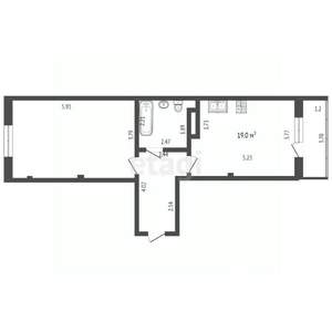 2-к квартира, вторичка, 55м2, 4/6 этаж