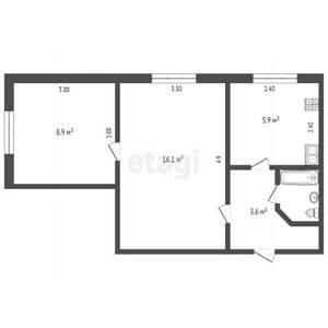 2-к квартира, вторичка, 35м2, 4/5 этаж