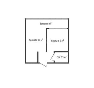 1-к квартира, вторичка, 26м2, 2/5 этаж