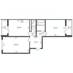 2-к квартира, вторичка, 62м2, 4/16 этаж