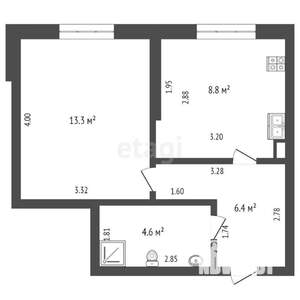 1-к квартира, вторичка, 33м2, 1/6 этаж
