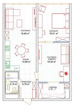 2-к квартира, вторичка, 83м2, 10/20 этаж