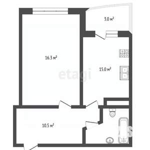 1-к квартира, вторичка, 42м2, 2/10 этаж