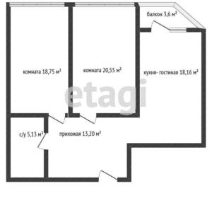 2-к квартира, вторичка, 77м2, 1/8 этаж
