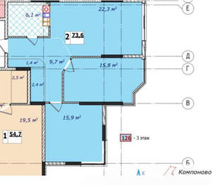 3-к квартира, вторичка, 74м2, 3/8 этаж