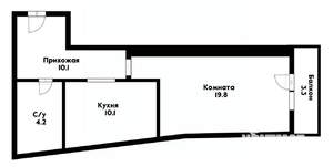 1-к квартира, вторичка, 44м2, 2/3 этаж
