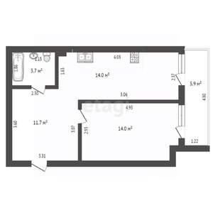 1-к квартира, вторичка, 43м2, 4/5 этаж