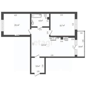 2-к квартира, вторичка, 60м2, 6/7 этаж