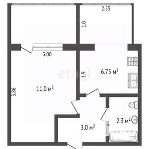 1-к квартира, вторичка, 27м2, 1/5 этаж