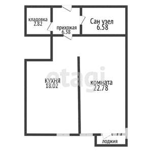 1-к квартира, вторичка, 63м2, 2/4 этаж