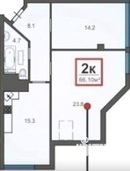2-к квартира, вторичка, 66м2, 8/8 этаж