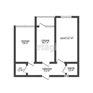 2-к квартира, вторичка, 58м2, 9/9 этаж