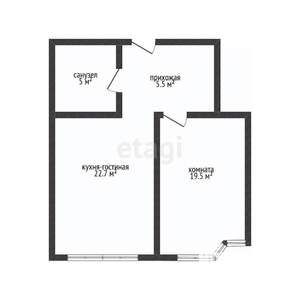 1-к квартира, вторичка, 55м2, 2/7 этаж