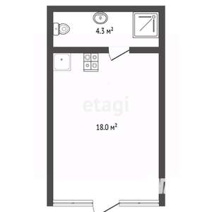 Студия квартира, вторичка, 22м2, 1/4 этаж