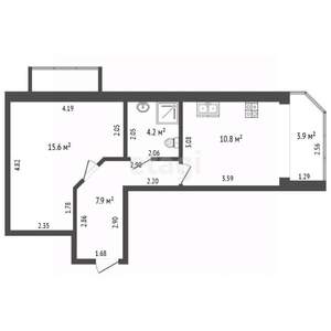 1-к квартира, вторичка, 38м2, 1/12 этаж