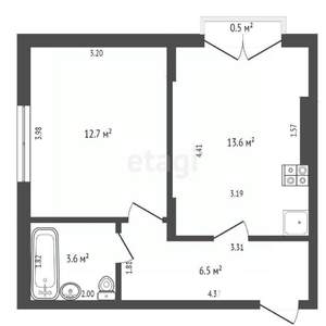 1-к квартира, вторичка, 36м2, 7/8 этаж